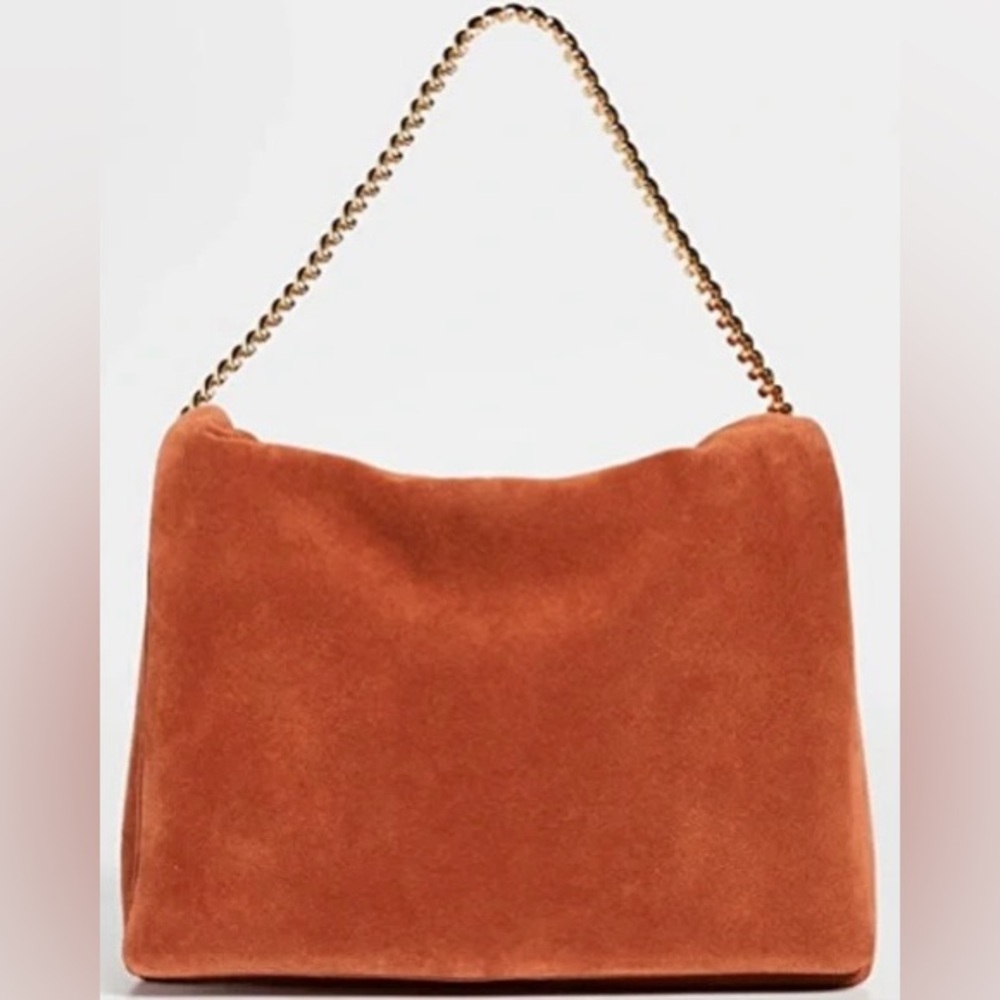 NEOUS Orbit Chain Shoulder Bag in Almond Suede